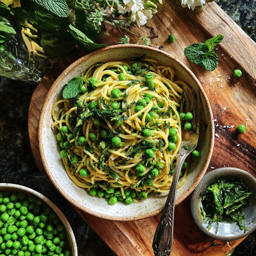 Sweet Pea and Mint Pasta