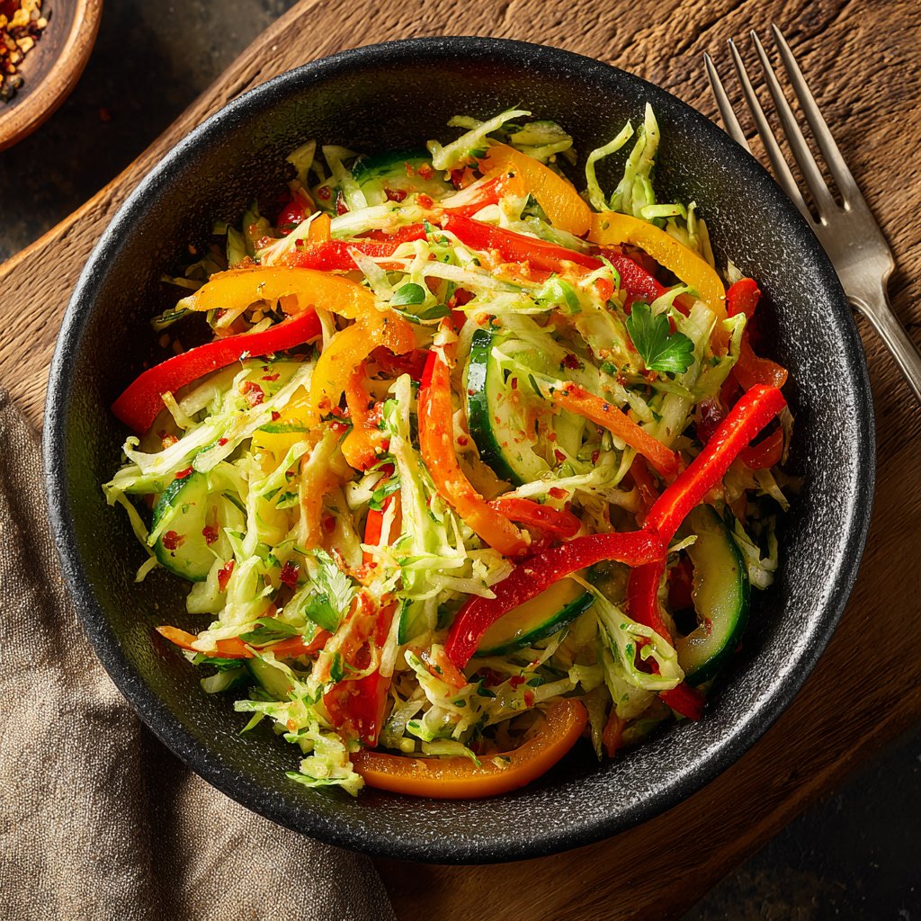 Cucumber Slaw with Roasted Peppers
